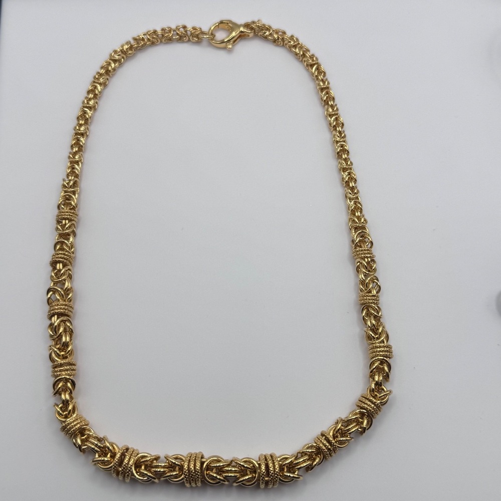 Milor Italy Bronze Byzantine Graduated Necklace Gold Tone Chain